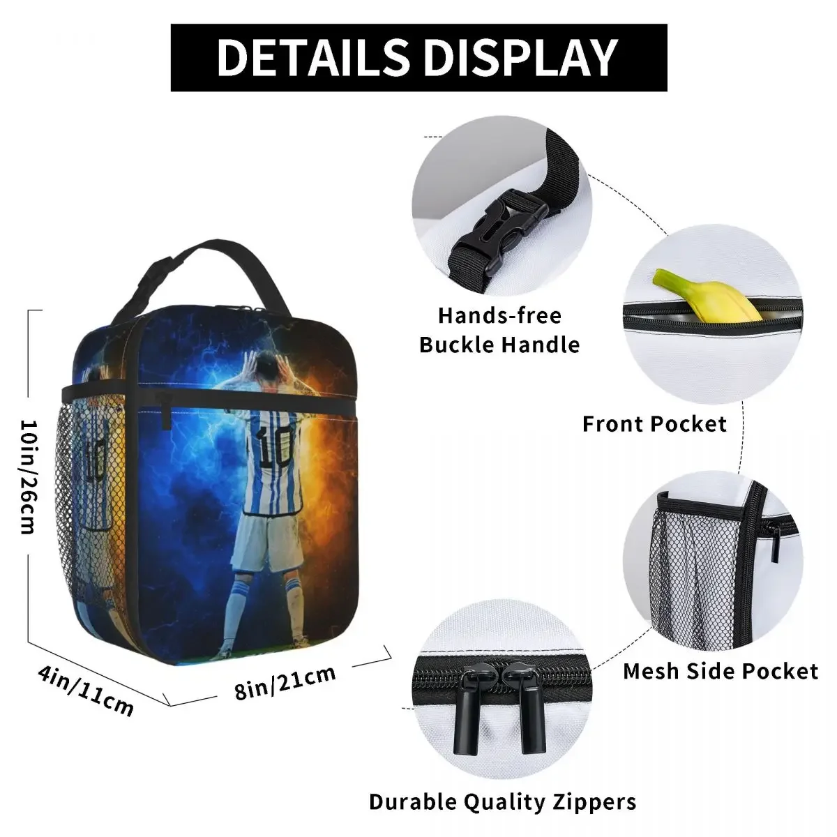 Messis Goal Celebration Accessories Insulated Lunch Bag For School Food Storage Bag Portable Cooler Thermal Lunch Boxes