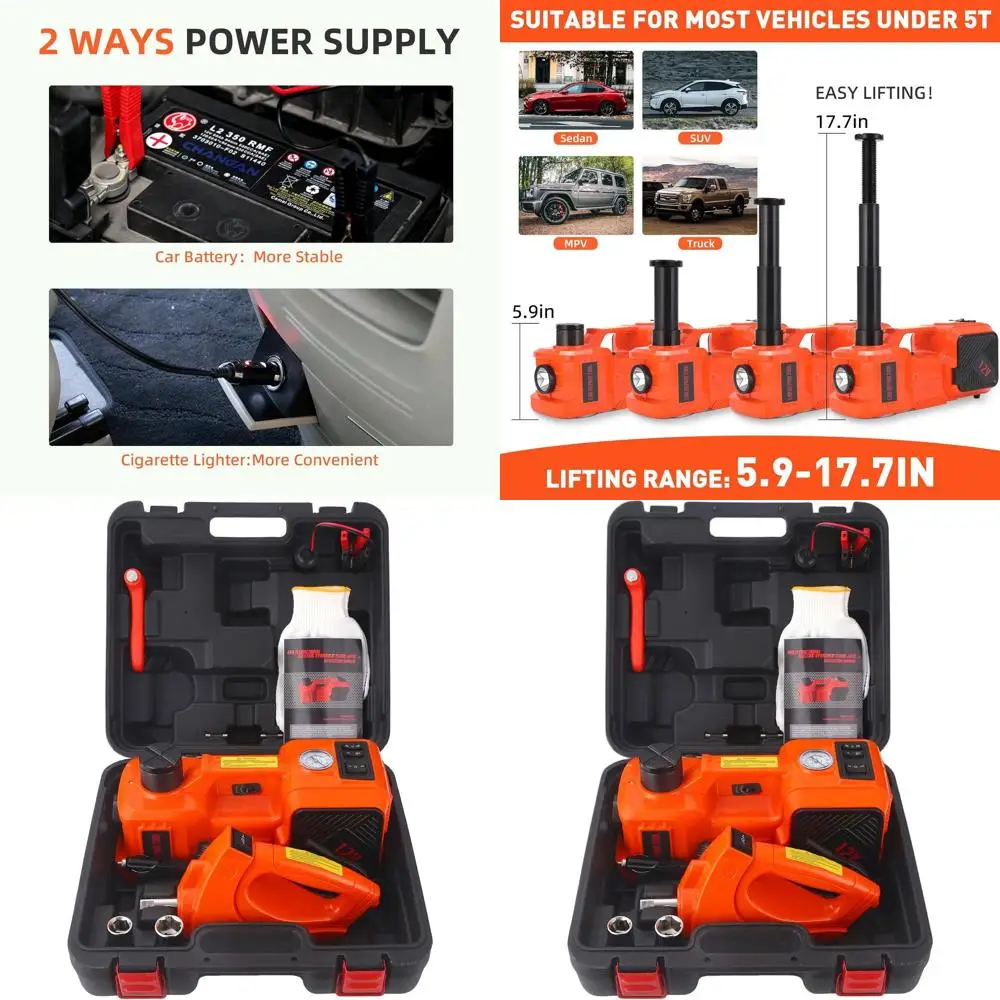 

5-тонный гидравлический автомобильный домкрат с шинным насосом и ударным ключом для ремонта транспортных средств и замены шин