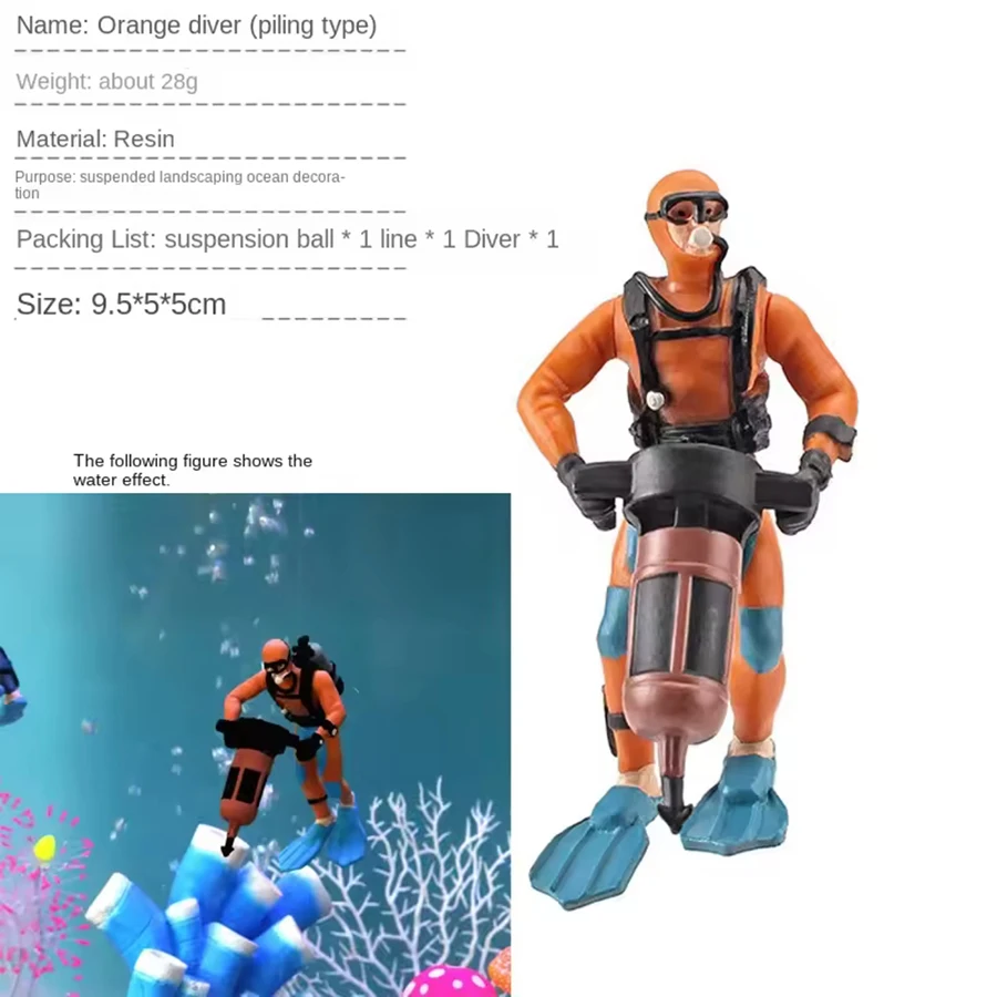 1 stks-Aquarium Plastic Zeebodem Exploratie Duiker Pop Scène Decoratie Speelgoed Miniatuur Oceanen Scène Model Duiker Actiefiguren Speelgoed