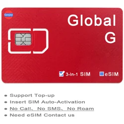 Global G Multi-country Prepaid Data Sim / eSIM Card; może najlepsza powtarzać; 5G / 4G LTE Data Sim;Globalna podróżna karta danych internetowych;