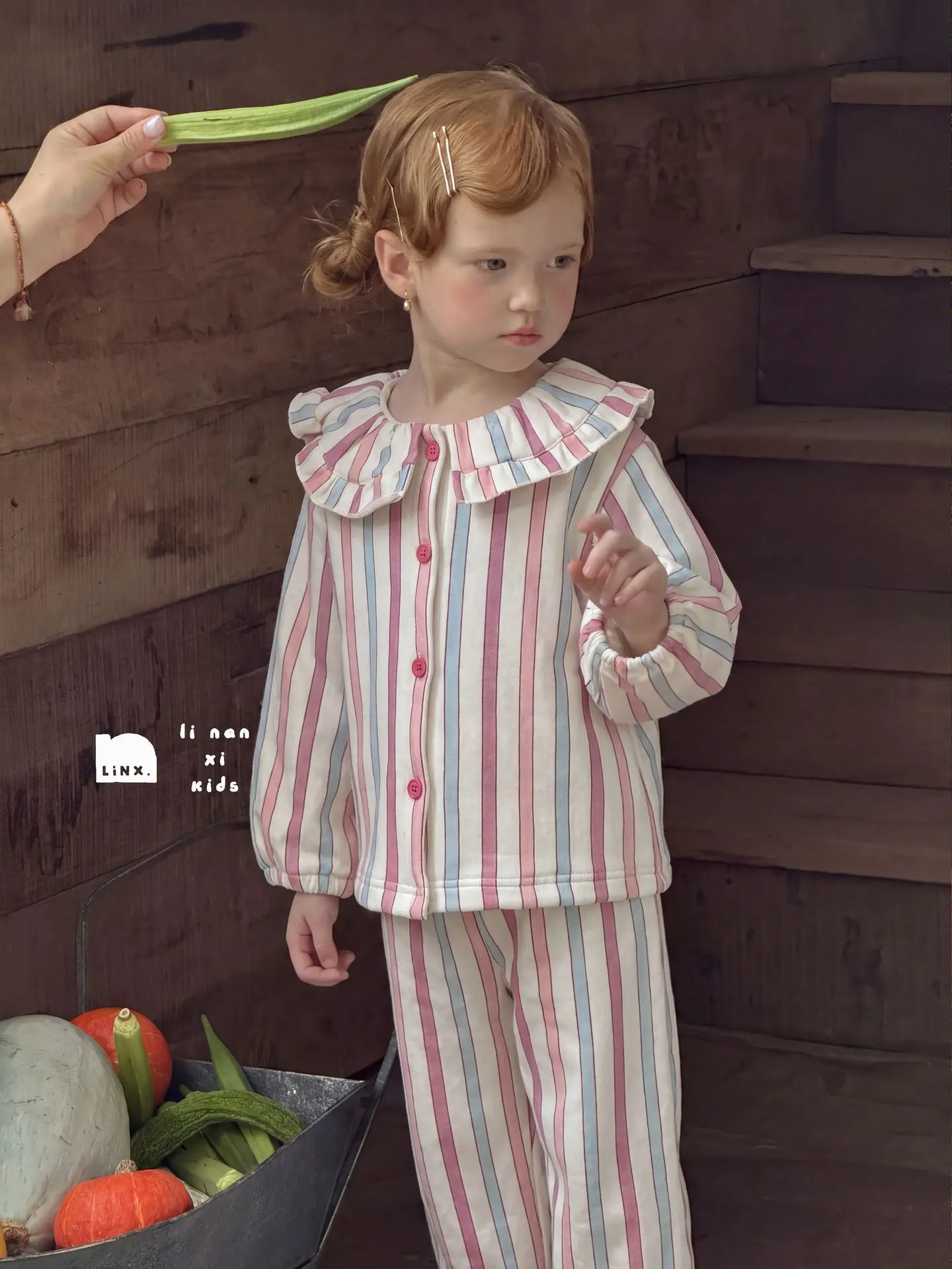 Children Sleepwear Girls Cotton Plush Striped Set 2026 New Spring Autumn Winter Baby Set Girls Home Clothes Two Piece Set