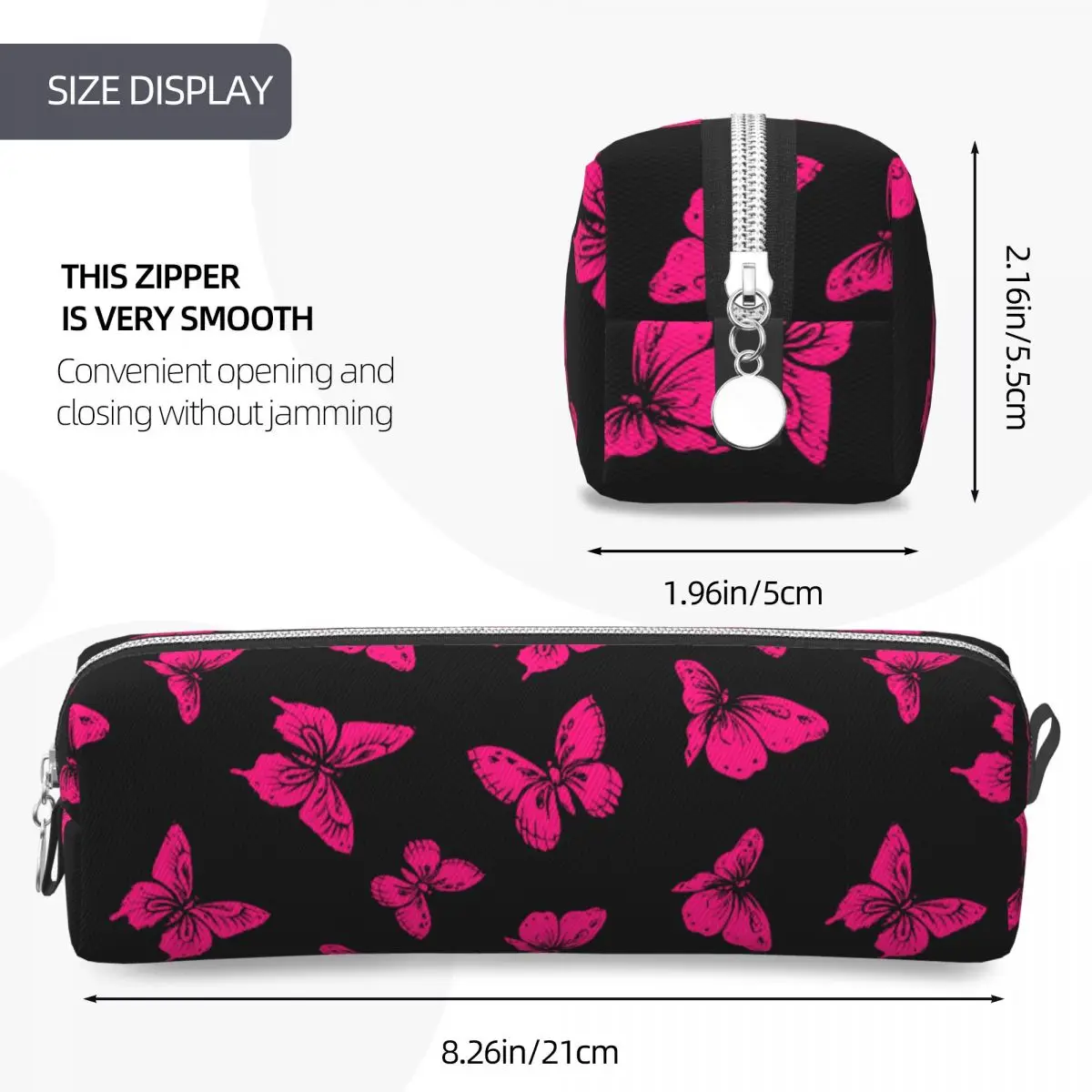 귀여운 나비 연필 케이스 핑크 동물 펜 홀더 가방 학생 대형 스토리지 학생 학교 지퍼 연필 케이스