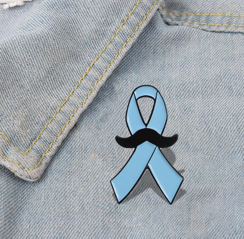 Blue Ribbon Enamel Pins Custom Prostate Cancer Men's Health Brooches Lapel Badges Jewelry Gift for Kids Friends