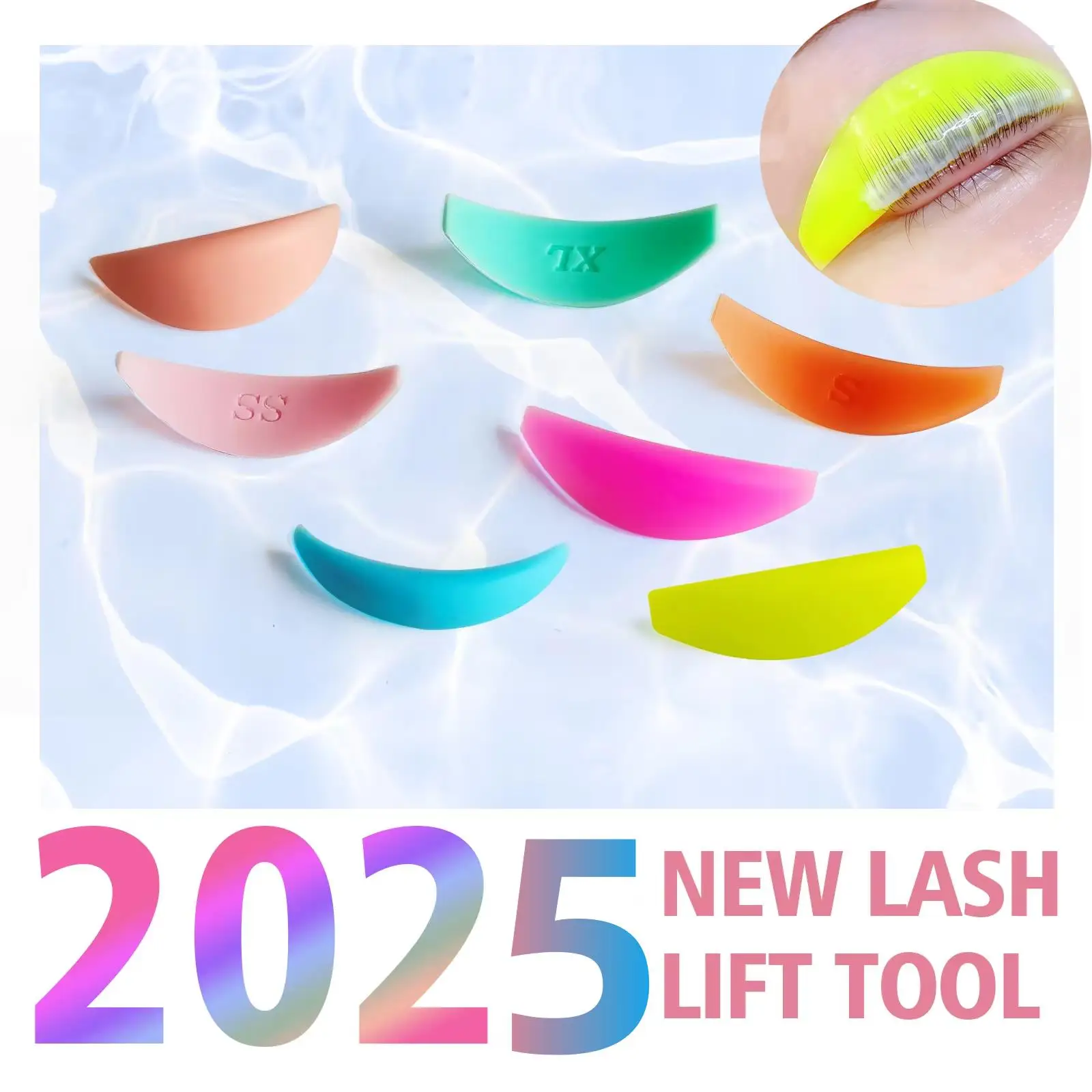 Libeauty 7 Pairs L Curl Silicone Eyelash Perm Pads Sticky Lash Lift Pads Lifting 3D Eyelash Curler Accessories Makeup Tools