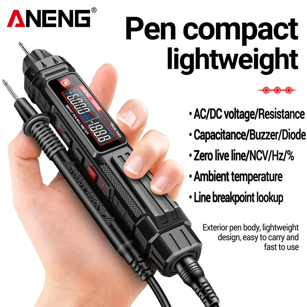 ANENG 6000 Counts Professional Multimeter Pen Phase Sequence Detector AC/DC Voltage Meter Ohm Temp Diode Electrician Tool A3005B
