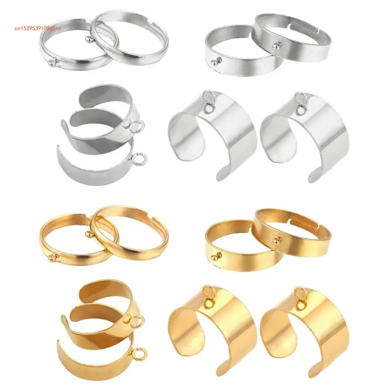 

10pcsStainless Steel Adjustable Rings Base Rings Settings Blanks Ornament Handmade Jewelry Crafts for Women