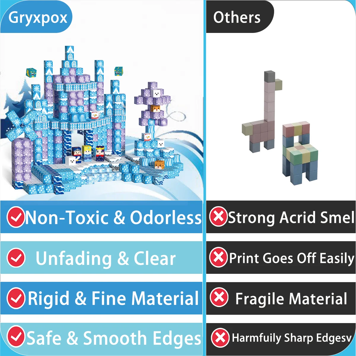 Magnetyczne klocki konstrukcyjne, 100 elementów, do budowania lodowych zamków, kostki sensoryczne STEM Montessori, prezenty na Boże Narodzenie i urodziny