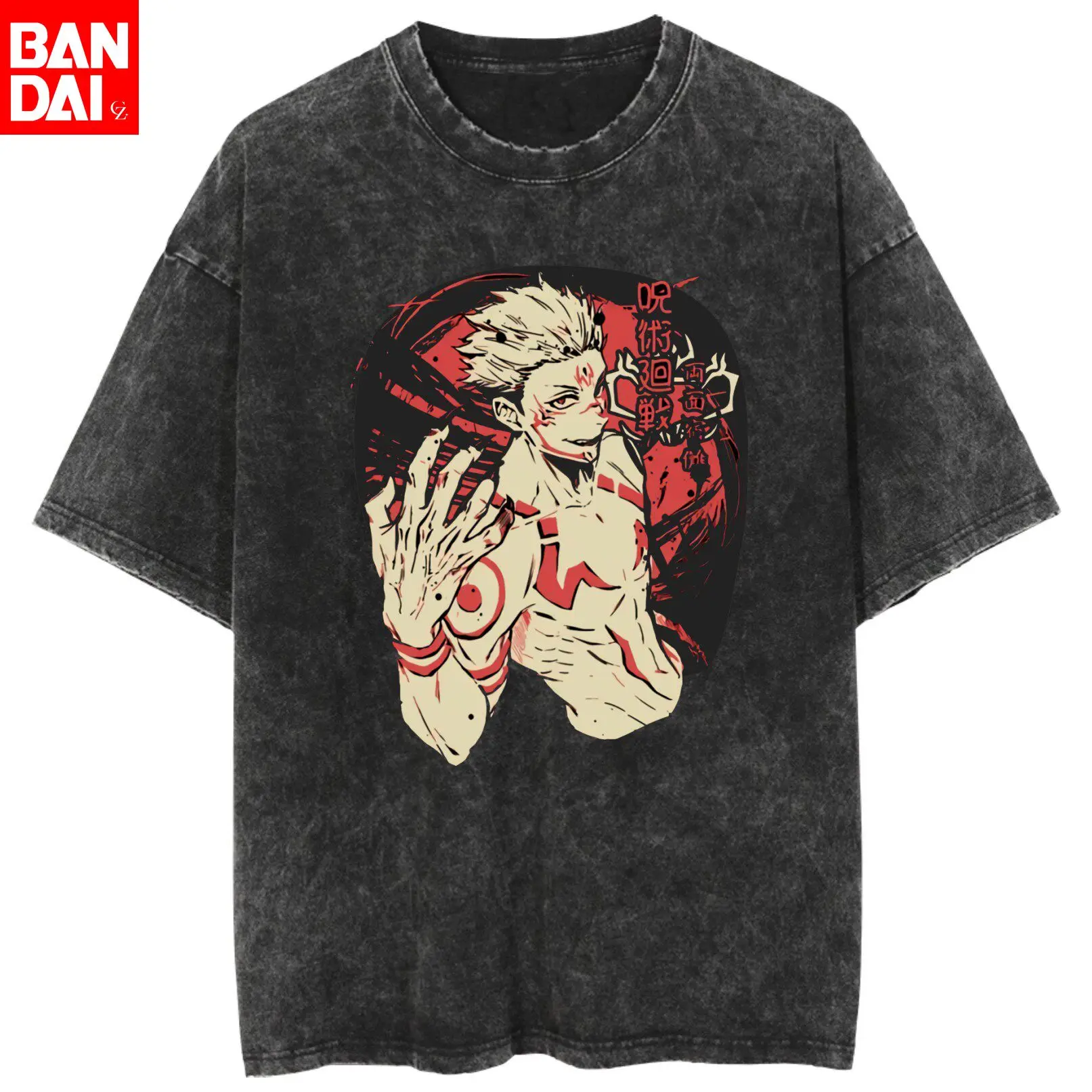 

Jujutsu Kaisen Toji Fushiguro Monochrome Red Vintage Washed T Shirt 2026 Summer Oversized Streetwear Graphic Tee for Men Women
