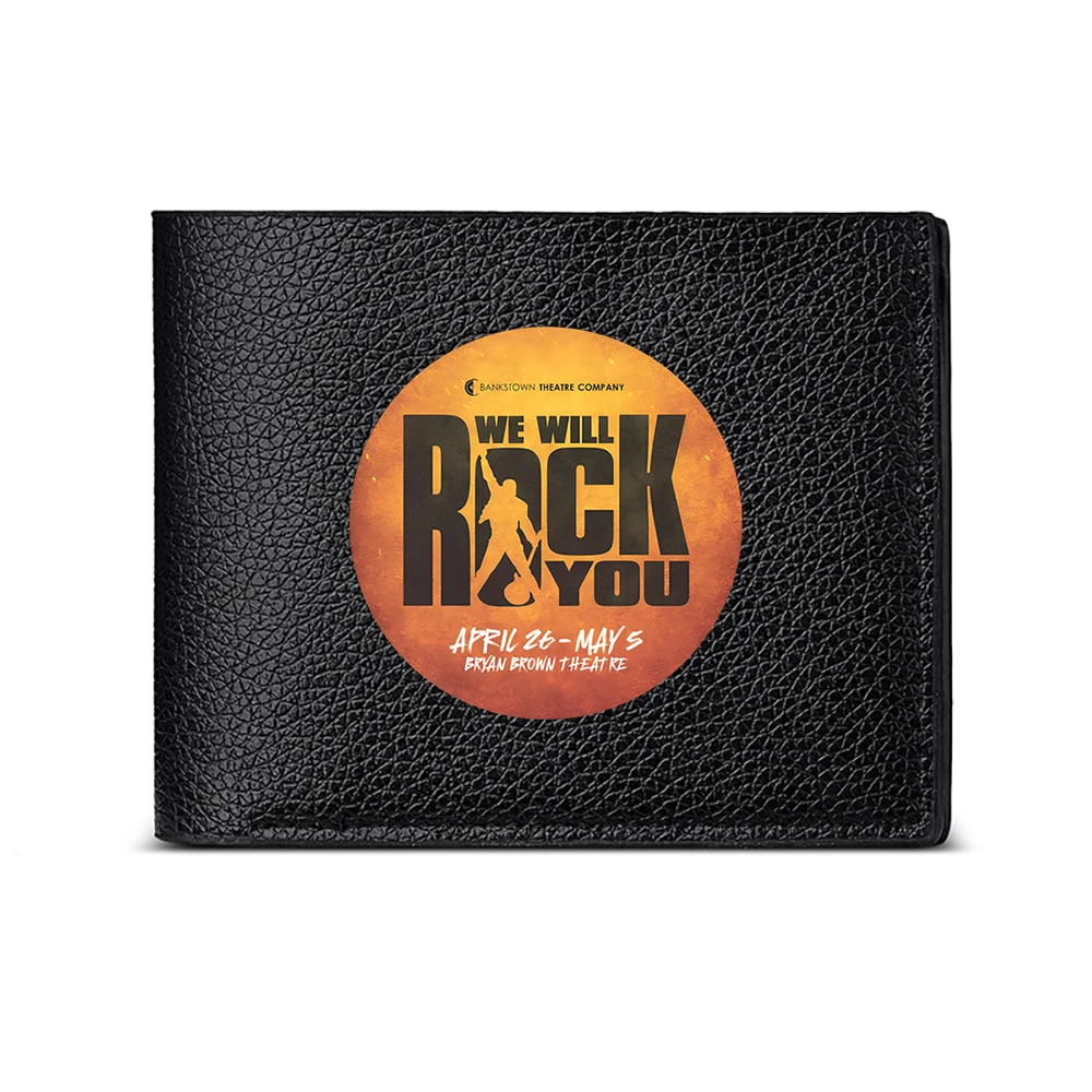 We Will Rock You Musical Performance Art Print Men's Wallet Card Holder Casual Business Fashion Statement Accessory