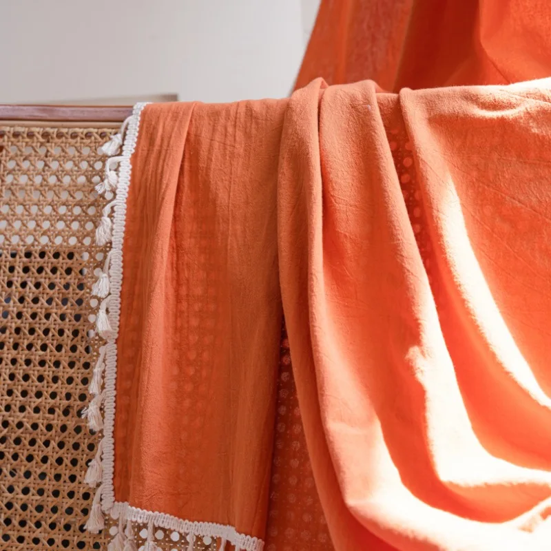 

Cotton Linen Japanese solid orange Home Window Curtain Thick Blackout Drapes Bay Window Curtains for The Living Room