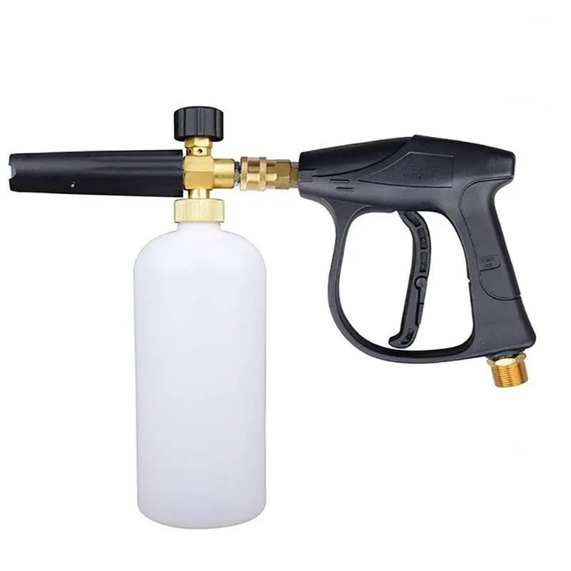 Short Pressure Washer Gun With Foam Cannon M22-14mm Inner Connector Adjustable Nozzle For Motorcycle Car Washing Driveways SUVs