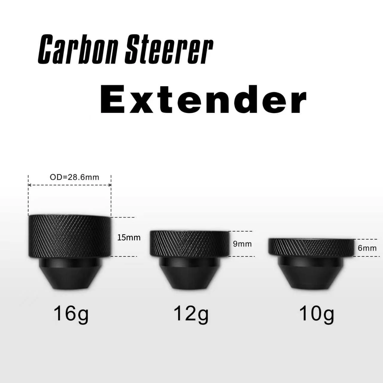 Leichter Aluminium-Carbon-Gabelverlängerer OD28,6mm 1-1/8 Zoll Gabelkopfrohr-Verlängerungskappe Passend für Rennrad TT Bike Gabel 6mm 9mm – Detail 1
