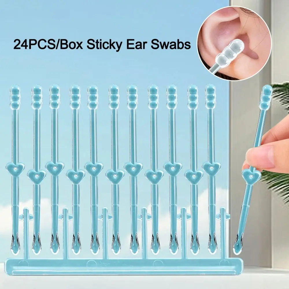 24 قطعة/صندوق جديد سيليكون المتاح الأذن مسحات لينة الأذن الأنظف لزجة الأذن مسحات لزجة مزيل شمع الأذن عصا الأطفال الكبار