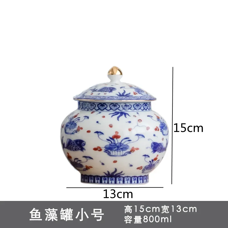 Blue and White Ceramic Storage Jar Tea Caddy Sealed Rack Container Food Candy Jars Decorative