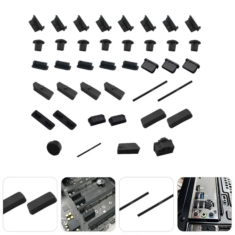 40Pcs Anti Dust Plug Silicone Computer Motherboard Port Cover Protector Stopper