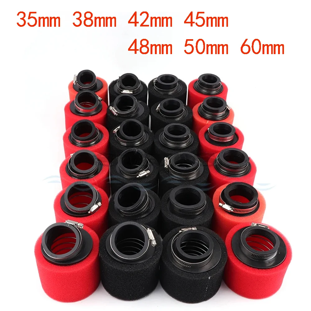 35mm 38mm 42mm 45mm 48mm 50mm 60MM Gomito Collo Schiuma Filtro Aria Spugna Pulitore Scooter Dirt Bike Moto ROSSO Kayo BSE