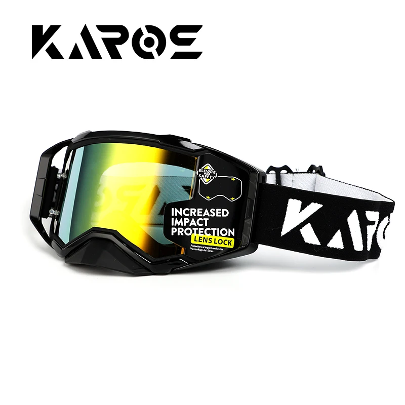 Karos Motocross-Brille, UV400, Motorradbrille, für Herren und Damen, weites Sichtfeld, Offroad-Sportbrille für Enduro, MTB, ATV, MX-Helme