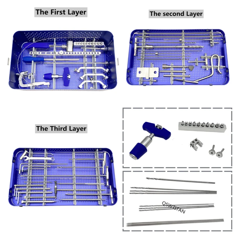 

Набор инструментов для ортопедической хирургии: интрамедуллярный тибийный гвоздь с блокировкой - инструменты для установки тибийного гвоздя