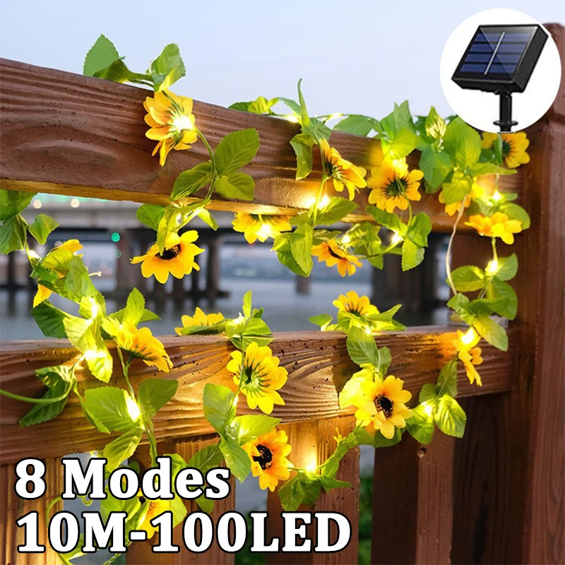 Fairy Lights 10m 100LED /5M 50 LED Solar Lights Maple Leaf Waterproof Outdoor Garland Solar Lamp Christmas for Garden Decoration