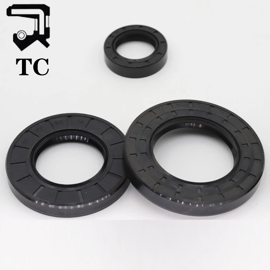 TC TG4 47/48/50/52/53/55/57mm ID Black Nitrile Rubber NBR Grooved Lip Spring Gasket Ring Sealing Radial Shaft Skeleton Oil Seal