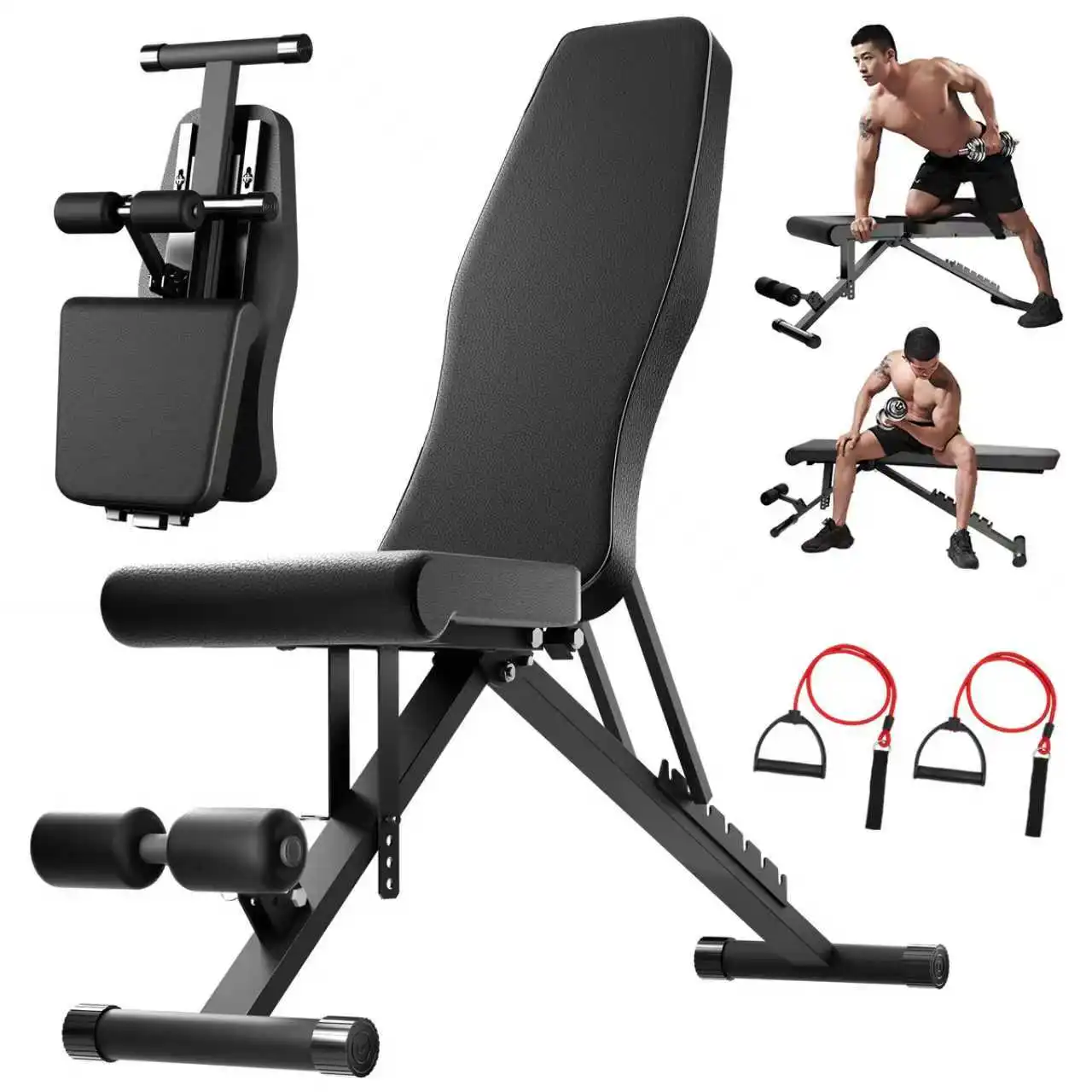 Banco de pesas de entrenamiento ajustable, banco plegable con mancuernas, entrenamiento de fuerza, 1000 libras, ejercicio de cuerpo completo, espalda extendida para gimnasio en casa