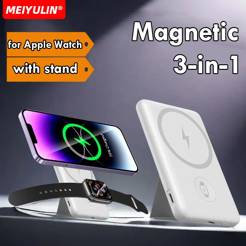 10000mAh Wireless Power Bank For iWatch Apple Watch 3in1 Portable Magnetic Fast Charger External Spare Battery For iPhone Xiaomi