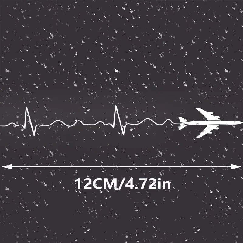 Airplane Heartbeat Line Vinyl Stickers, Matte Self-Adhesive Decals for Car Windshield Wiper, Scratch Cover Decor