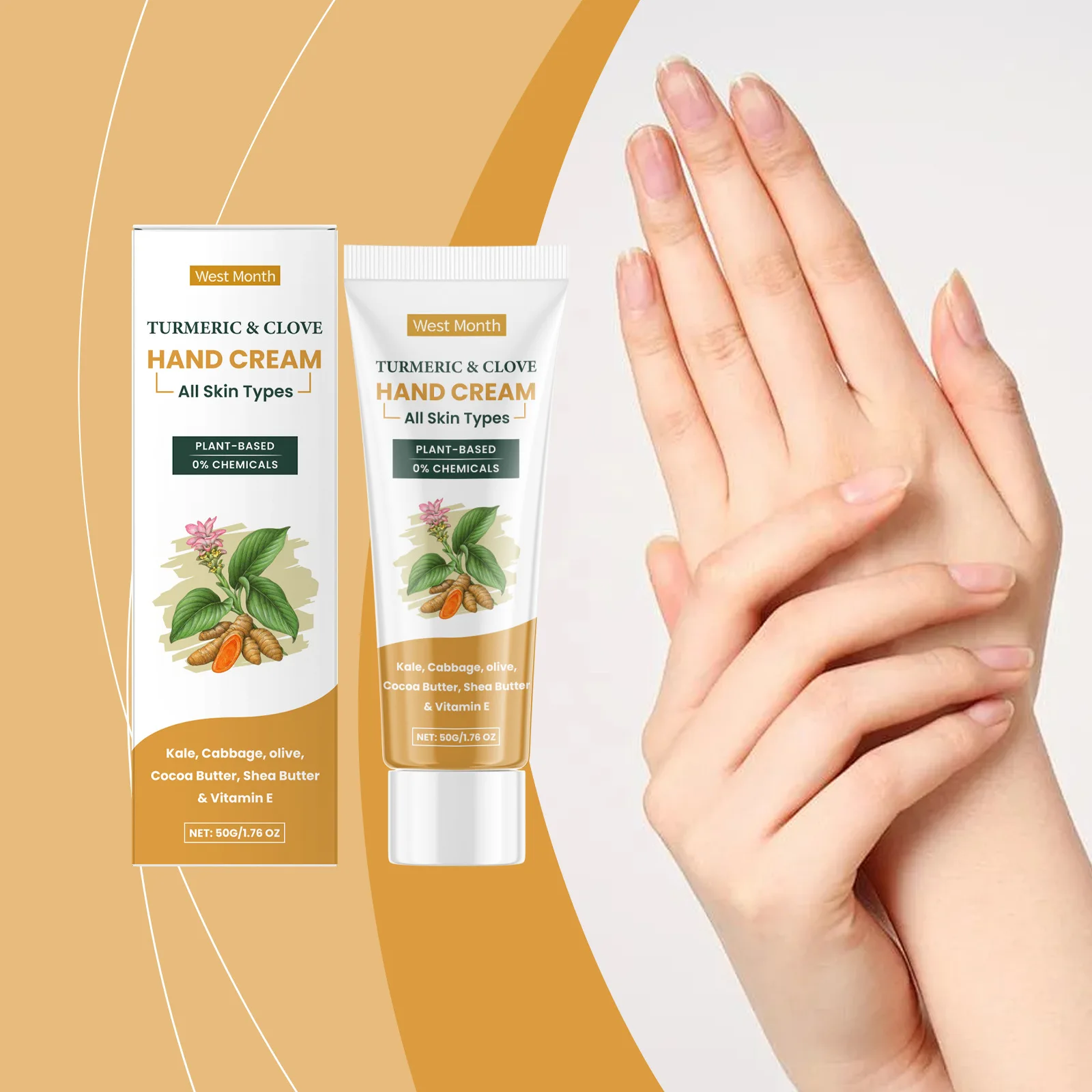 

WESTMONTH Turmeric Clove Oil Hand Cream Gentle Moisturizing Dry Hydrating Hand Winter Hand Cream Refreshing Rejuvenation