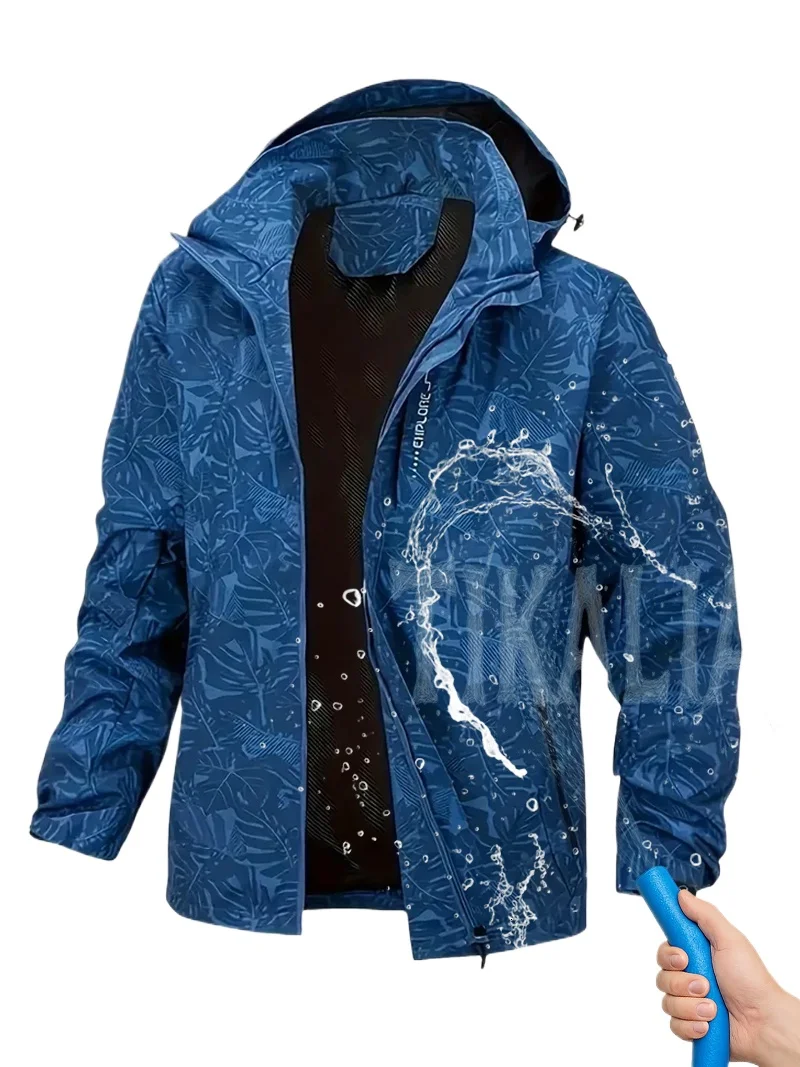 

N ew Мужская водонепроницаемая ветрозащитная куртка для езды на велосипеде с капюшоном, дождевик, легкая байкерская ветровка для пеших прогулок, кемпинга, путешествий