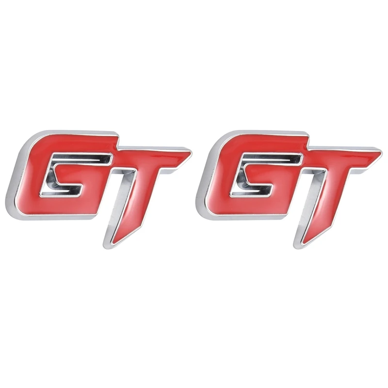 2X 3D Gt Logo Car Sticker Fashion Car Decor Sticker For Ford Mustang Focus 2 3 Fiesta Ranger Mondeo Mk2 Red+Silver