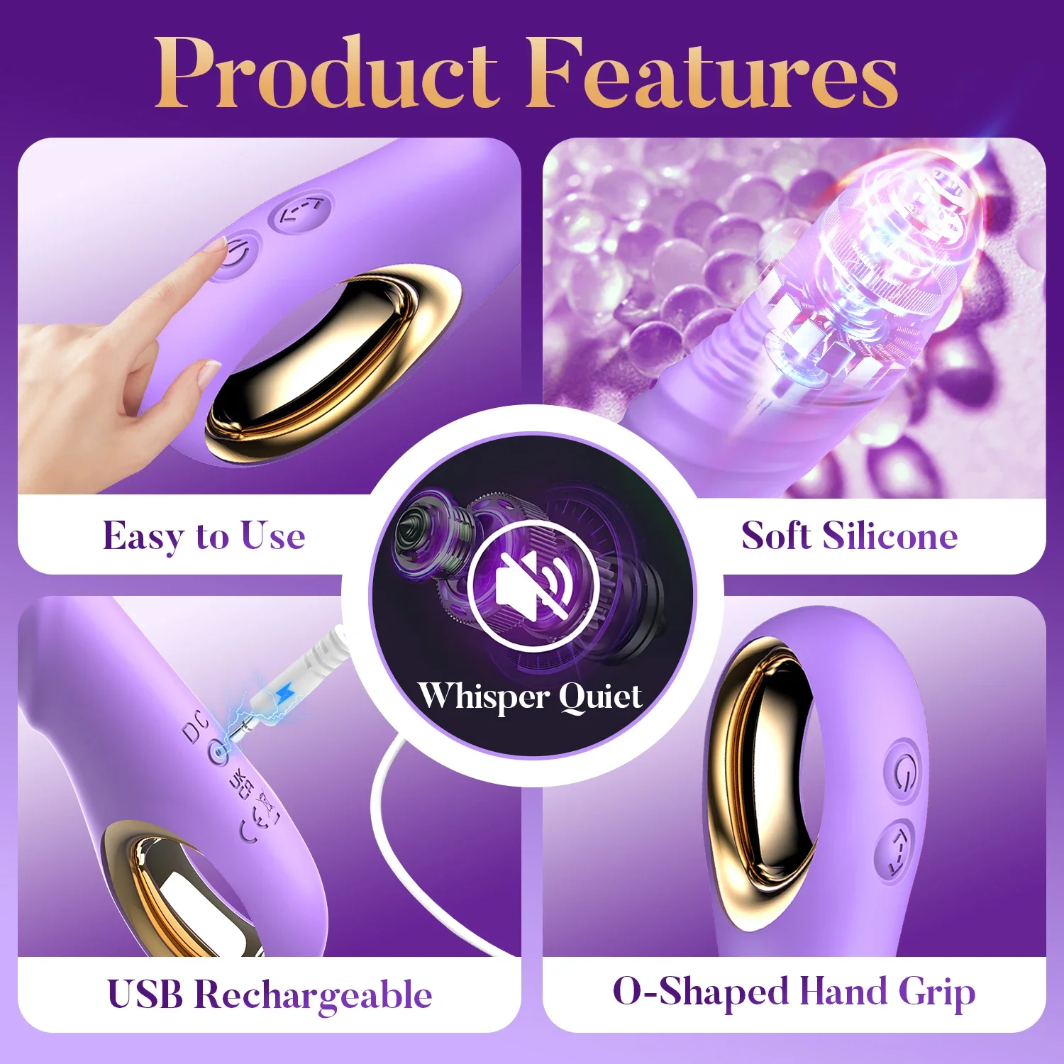 luxurious Field Rabbit Thrusting Vibrator Dildo with 10 Vibrating Thrusting Liquid Silicone Vaginal Massage Sex Toy for Women - view 3