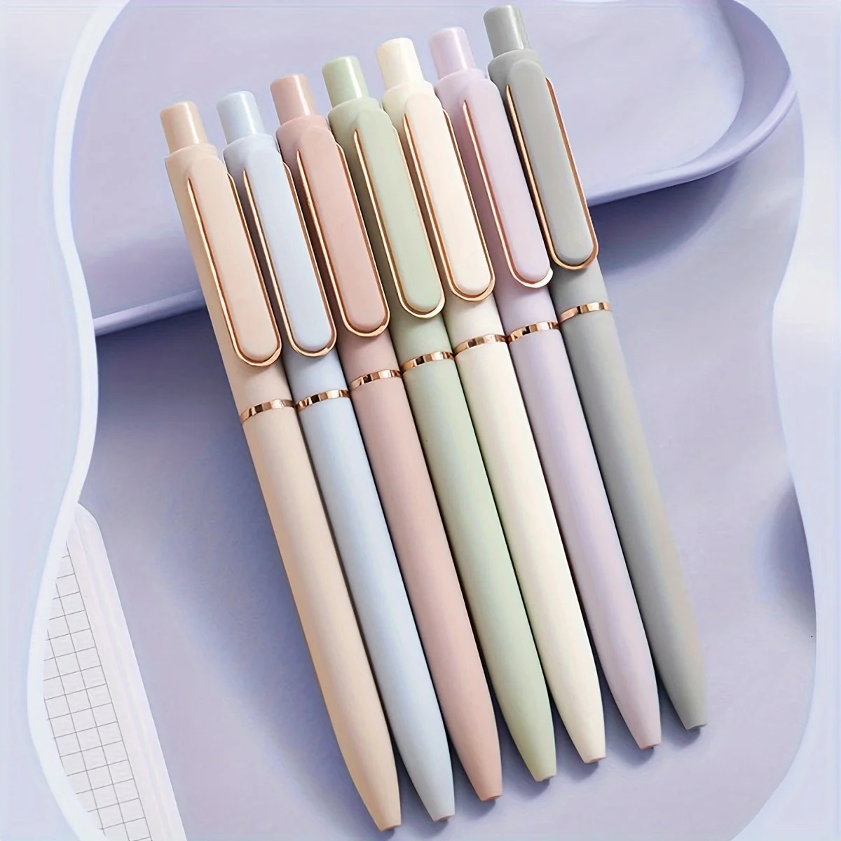 5 Stück ästhetische Stifte, Click-Typ, weiche Gelstifte, 0,5 mm feine Spitze, schwarze Tinte, Kawaii-Briefpapier, Tagebücher, Büro, Schulbedarf – Detail 2