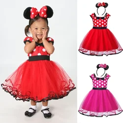 2024 Mini Mouse Baby Girl Dress Cosplay Princess Costume for Girls 1-5Y Kids Birthday Christmas Party Polka-Dot Dresses Clothing