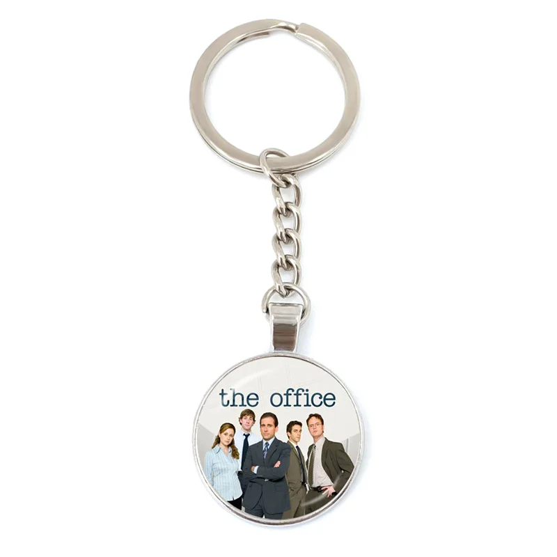 Classic The Office TV Show Collection portachiavi placcato argento fatto a mano arte foto cupola di vetro portachiavi in metallo anello gioielli