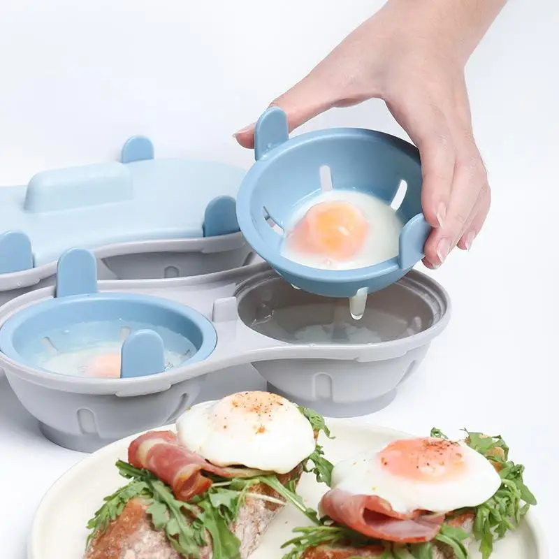 Microwave Egg Poacher Efficient Microwave Double Egg Poacher Cook Poached Eggs With Detachable Drain Basket Heat For Kitchen