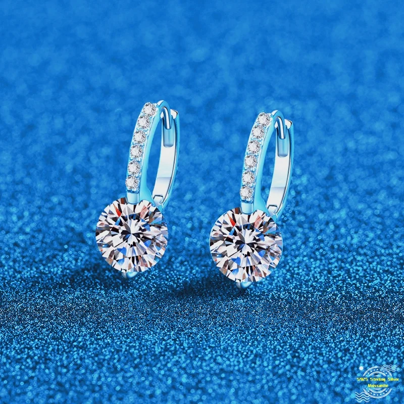 

2,0/4,0 карата Муассанит S925 Стерлингового Серебра Клипсы для Женщин Позолоченные Платиновые Минималистичные Зажимы Для Ушей Ювелирные Изделия Оптом