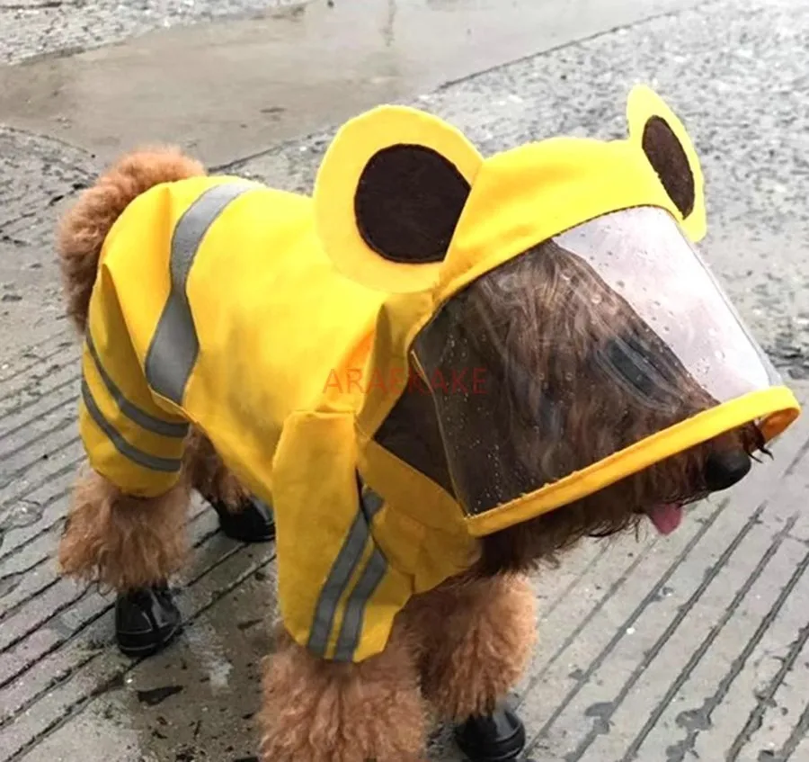 

Дождевик для маленьких собак Teddy corgi, четыре фута, водонепроницаемое цельное домашнее животное, среднего размера, пончо для маленьких собак, одежда для собак