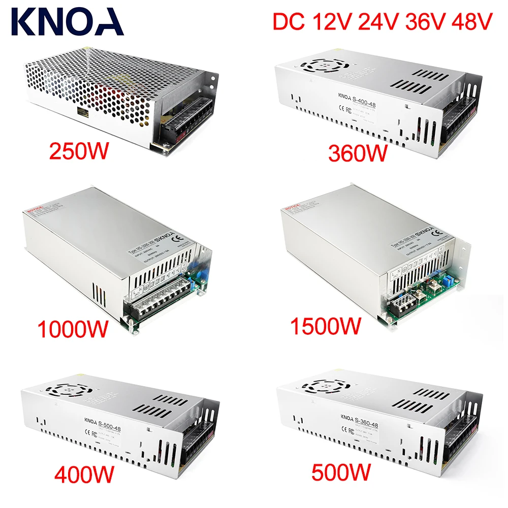 250W 360W 400W 500W 600W 1000W 1500W Switching Power Supply AC 100-240V DC 12V 24V 36V 48V Power Adapter LED Drive Transformers
