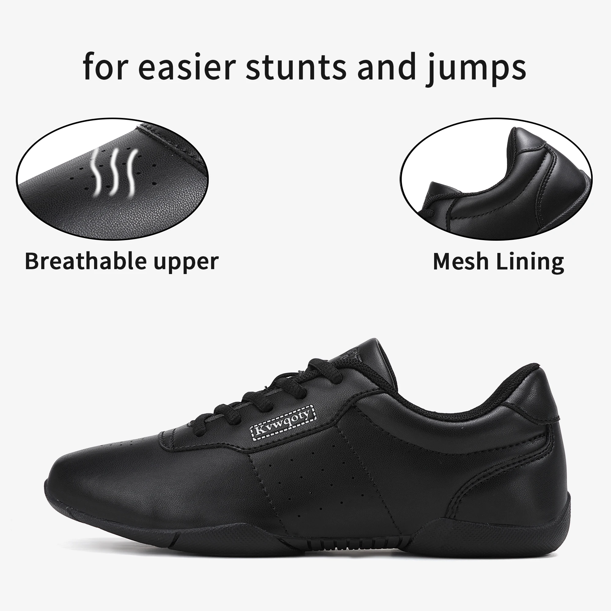 

Черные кроссовки для черлидинга для женщин и девочек, нескользящие танцевальные кроссовки, легкие спортивные туфли для аэробики 2525