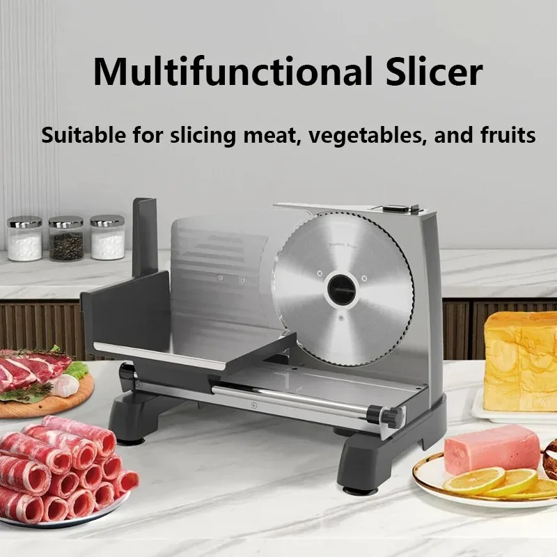 Electric Meat Slicer 1-15mm Adjustable Thickness Bread Ham Food Cutting Machine 200W New Potato Cutter Beef Mutton Roll Slicer