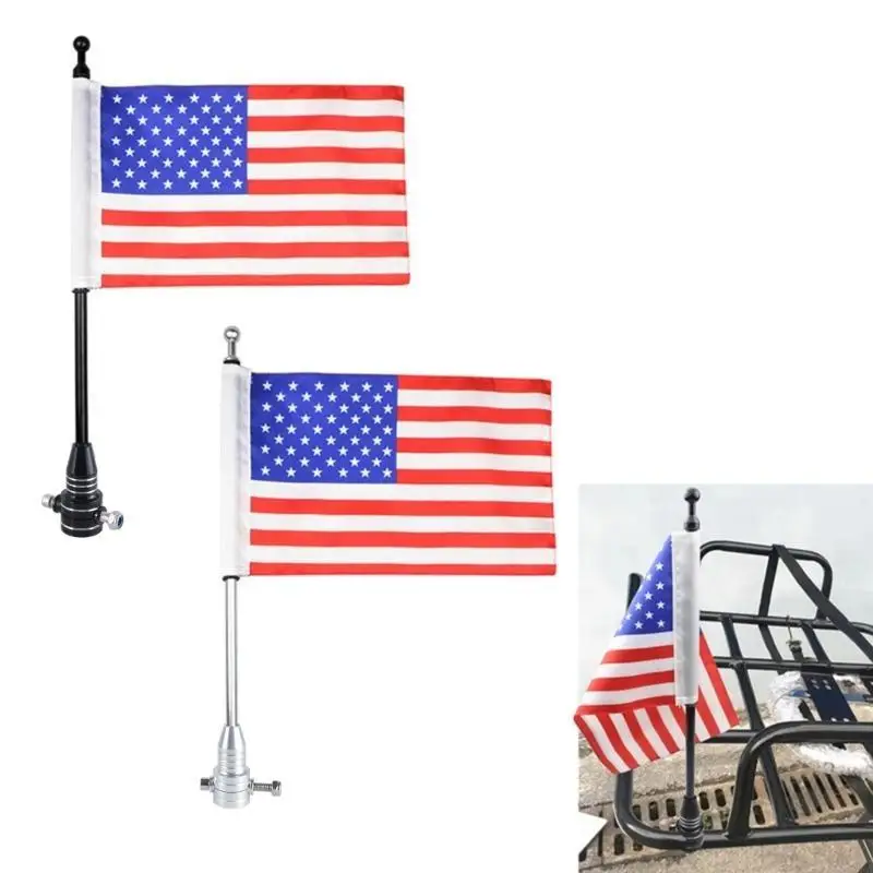 R6FA Motorcycle Flagpole Flag Poles Mount Bracket Rear Luggage Rack Flagpole Stand