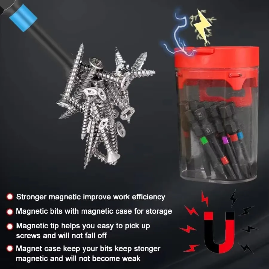 15PCS Impact Magnetic Screwdriver Bits Set Stronger Magnet Screw Drill Bit Anti Slip Torx Square Slotted Hex Head