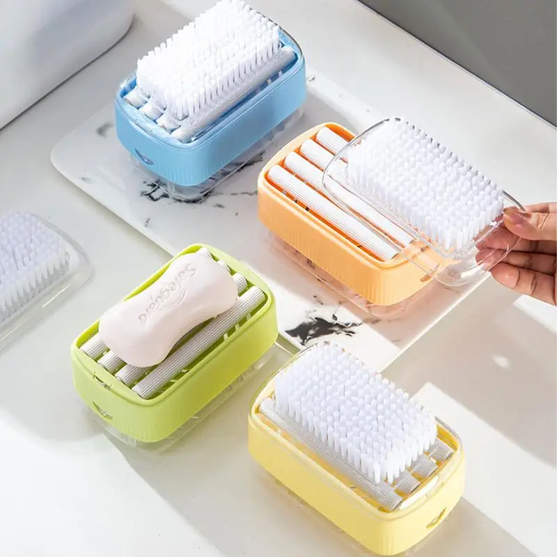 Soap Box With Rollers Foaming Bar Soap Holder 3 In 1 Easy To Clean Soap Cleaning Storage Container Brush With Spring And Roller