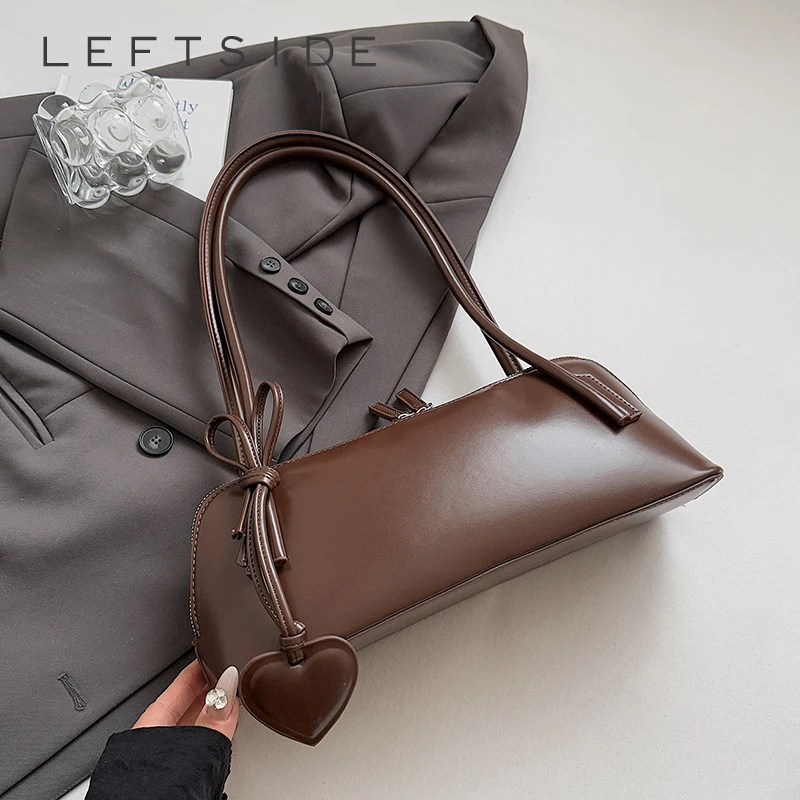 

LEFTSIDE Retro Small PU leather Underarm Bag 2025 Trendy Shoulder Bag Fashion Underarm Crossbody Bag Females Handbags And Purses
