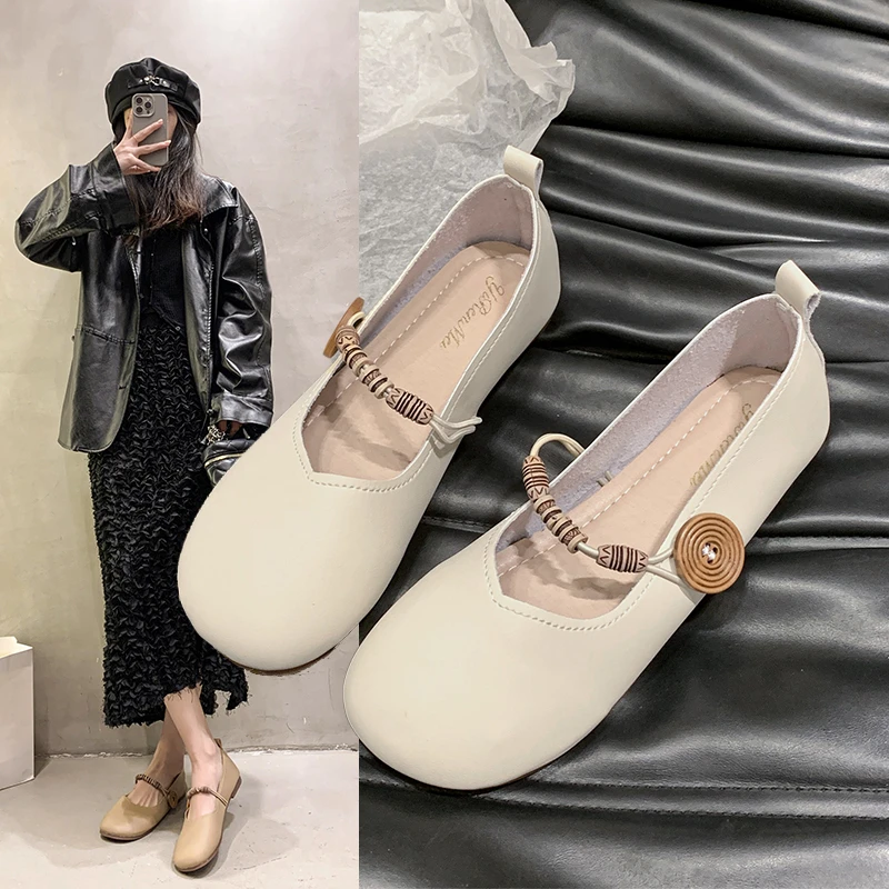 

Повседневная женская обувь, мягкая женская обувь с круглым носком, летняя удобная обувь в стиле ретро, новинка 2025, модная высококачественная одинарная обувь