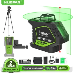 Huepar Green Laser Level With 2 Plumb Laser Dots,Self-Leveling 360° Coverage Laser Level Tool Set With Tripod/Detector 6211CG