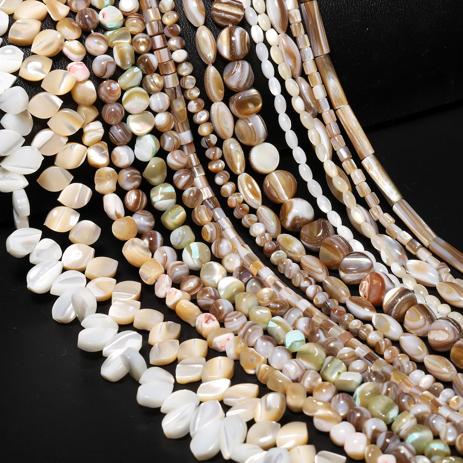 DIY Summer Jewelry Making Natural Clam Shell Beads Oval Waterdrop Leaf Tube Abacus Irregular Shaped Beads