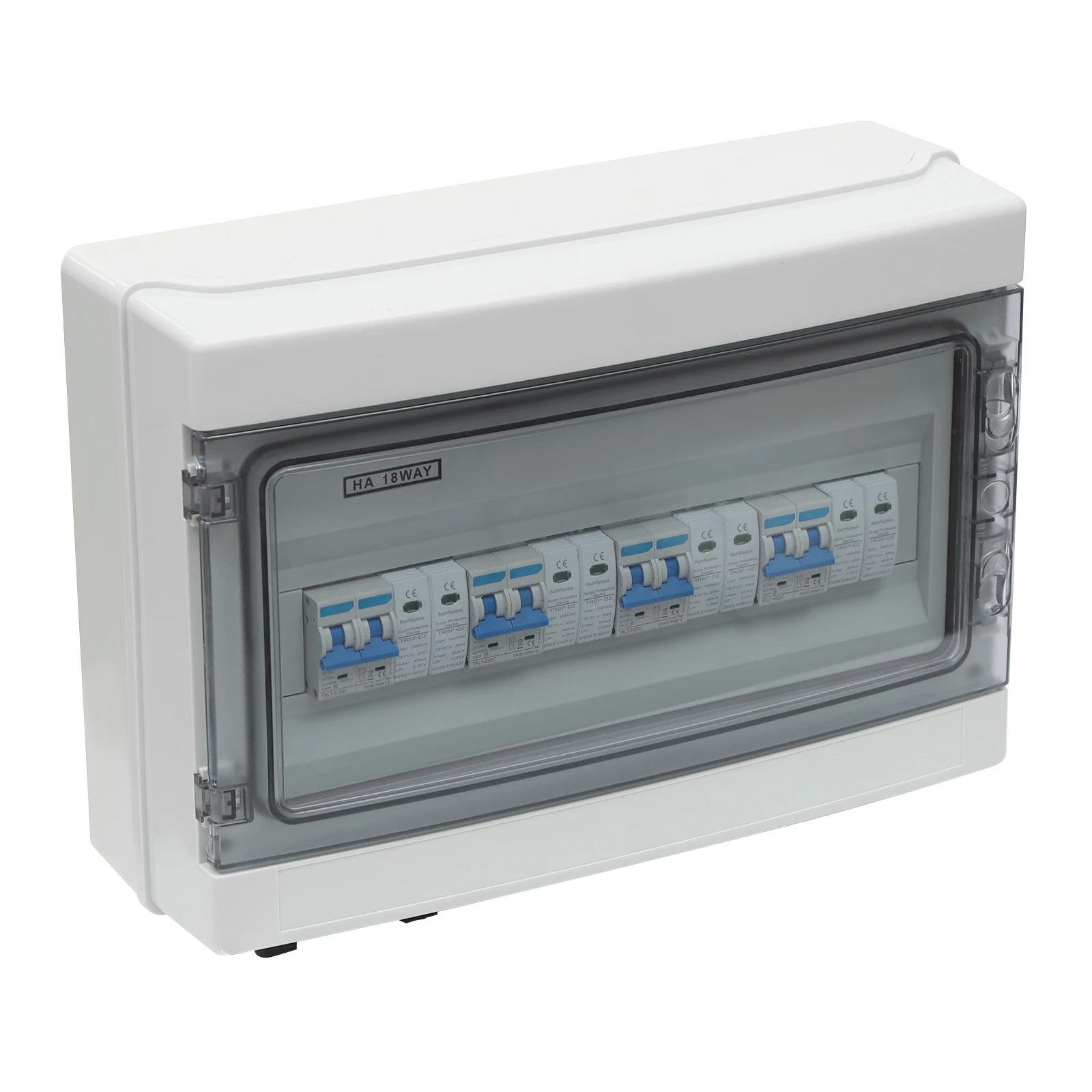 1000 V Solar DC PV Combiner Box 4 in 4 Out Isolator Switch Box mit 8 Anschlüssen IP65 wasserdicht, Überspannungsschutz 15 A/25 A – Detail 9