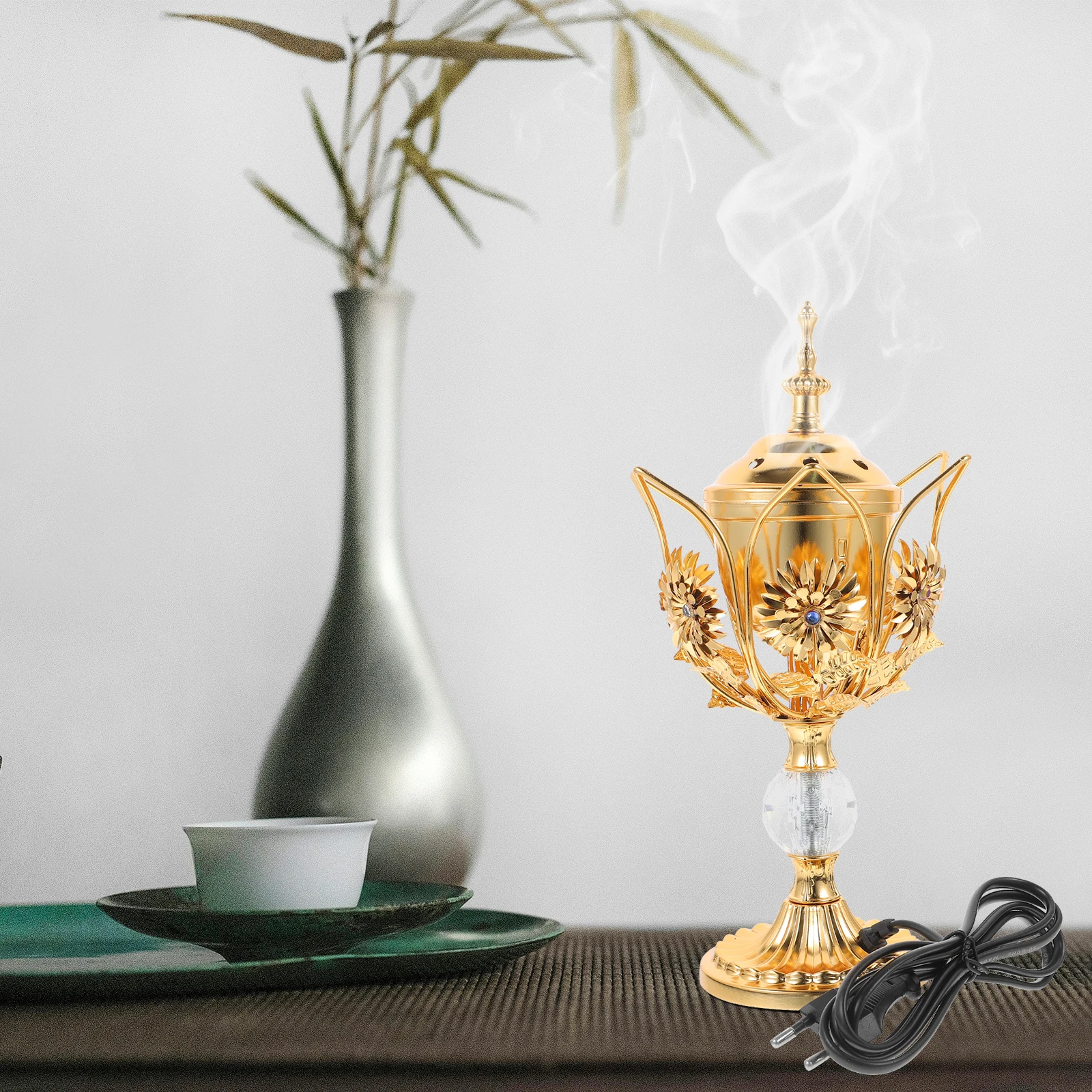 

Vintage Electric Incense Burner Metal Aroma Censer Holder Plug In Aromatherapy Incense Stove