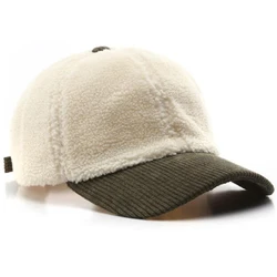 Autumn Winter Solid Color Baseball Cap Women Cony Hair Women Visor Hat White Black Warm Cap Plush Baseball Caps Casquette Gorras